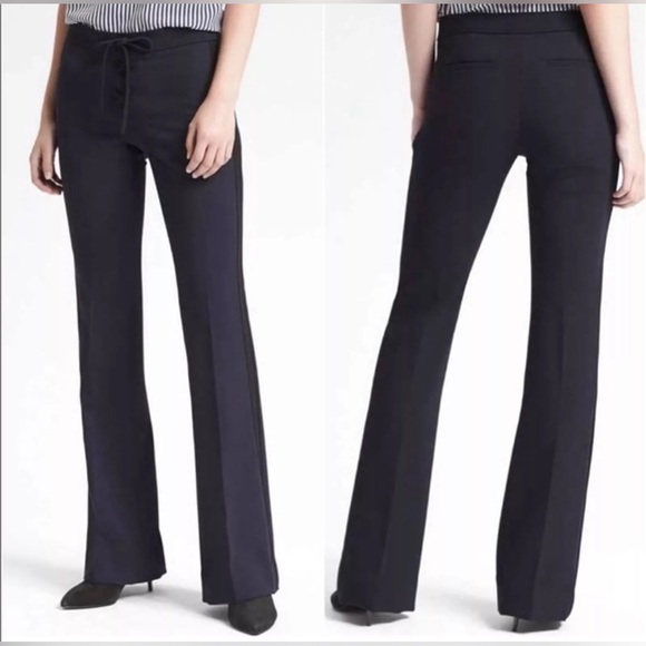 Banana Republic x Olivia Palermo Navy Lace-up Flare Pants Size 2 - Picture 1 of 7